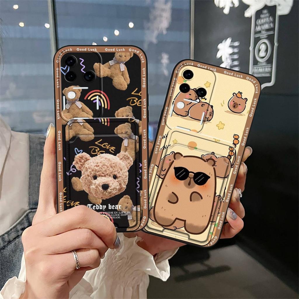Card Slot Dirt-resistant Phone Case For VIVO S18 Pro/V30 Pro TPU Protective Cartoon Card Sleeve Graffiti Cute Soft Case