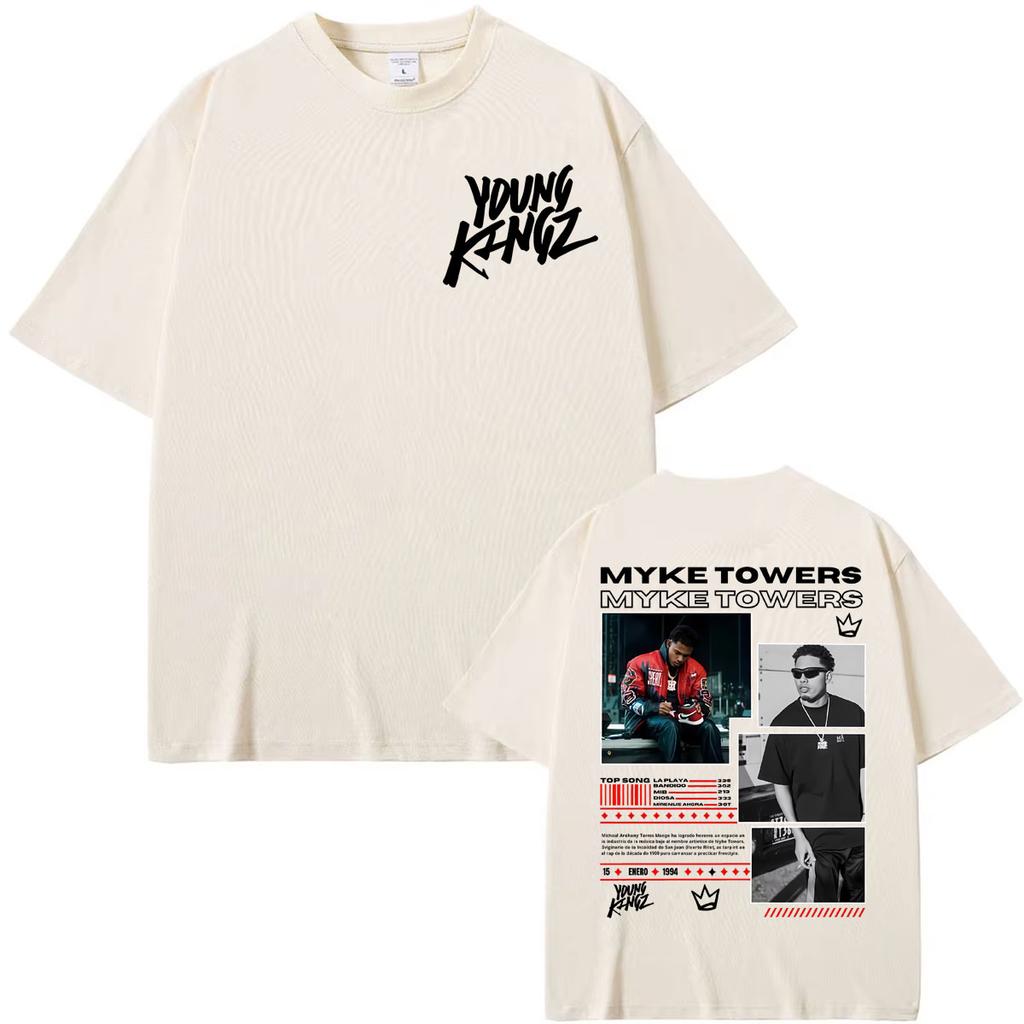 Rapper Myke Towers Young Kingz 2026 T Shirts Unisex Women Clothing Fashion Hip Hop Trend Tshirts Summer Casual 100 Cotton T Shirt