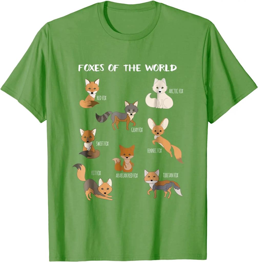 Foxes Of The World Funny Fox Animals Educational T Shirt Fashionable Tops & Tees Cotton T Shirt Fashionable On Sale