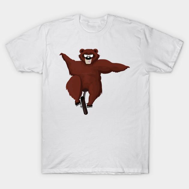Men Black Print T-shirt Bear On A Unicycle No-Cut Transfer Paper Print Cotton Tshirt 3XL белый