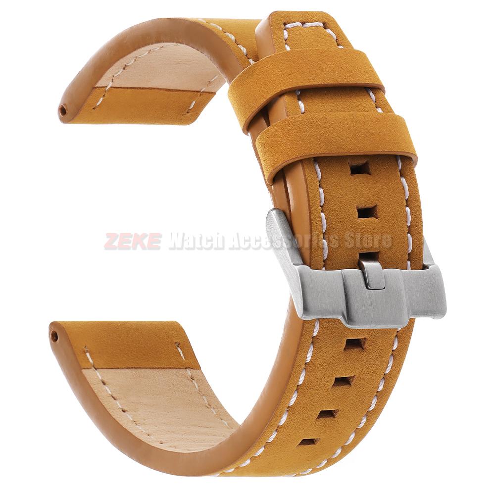 Vintage Matte Genuine Leather Watch Band for Omega for Rolex 18/20/22/24mm Black Brown Thick Straps Stitching Cowhide Wrist Belt