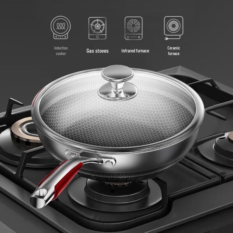 Kangbache 316L Stainless Steel Honeycomb Induction Wok Set