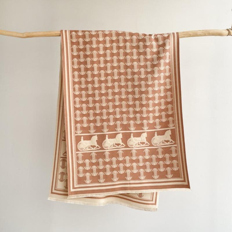New simple versatile carriage scarf women's imitation cashmere thickened thermal air conditioner shawl double-sided fringed scarf