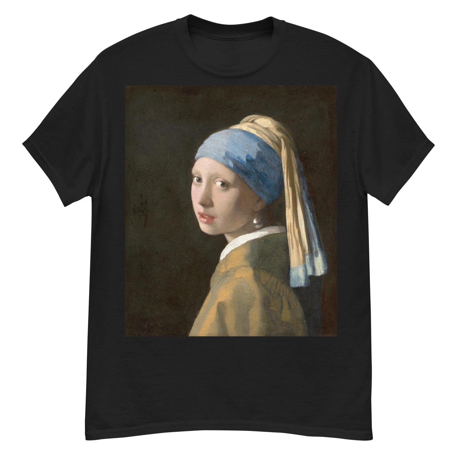 Girl with a Pearl Earring Johannes Vermeer Famous Painting Art Graphic T-Shirt L