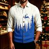 Maglione da Uomo con Scollo a V, Bottoni Grandi e Stampa Natalizia per Feste e Uso Casual Invernale