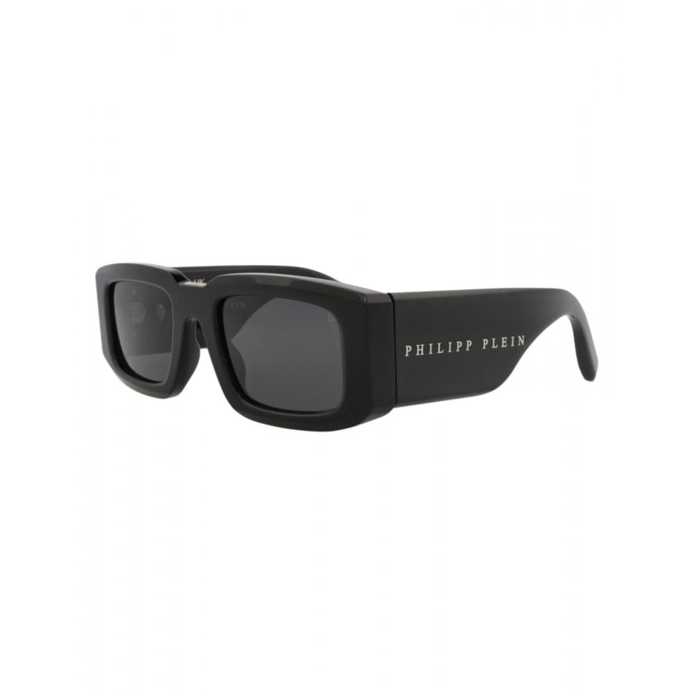 Philipp Plein Square Frame Acetate Sunglasses Black Black Smoke