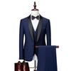 Pánské 3dílné svatební obleky Smoking Slim Fit Lapel Smoking Party Volný čas Formální mužský oblek pro mládence (Blazer+Vesta+kalhoty)