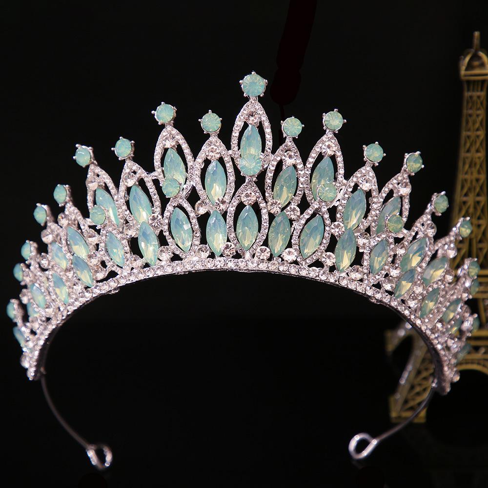DIEZI Elegant Fashion Luxury Opal Crystal Tiara For Women Girls Wedding Party Baroque Bridal Bride Crown Hair Dress Accessories