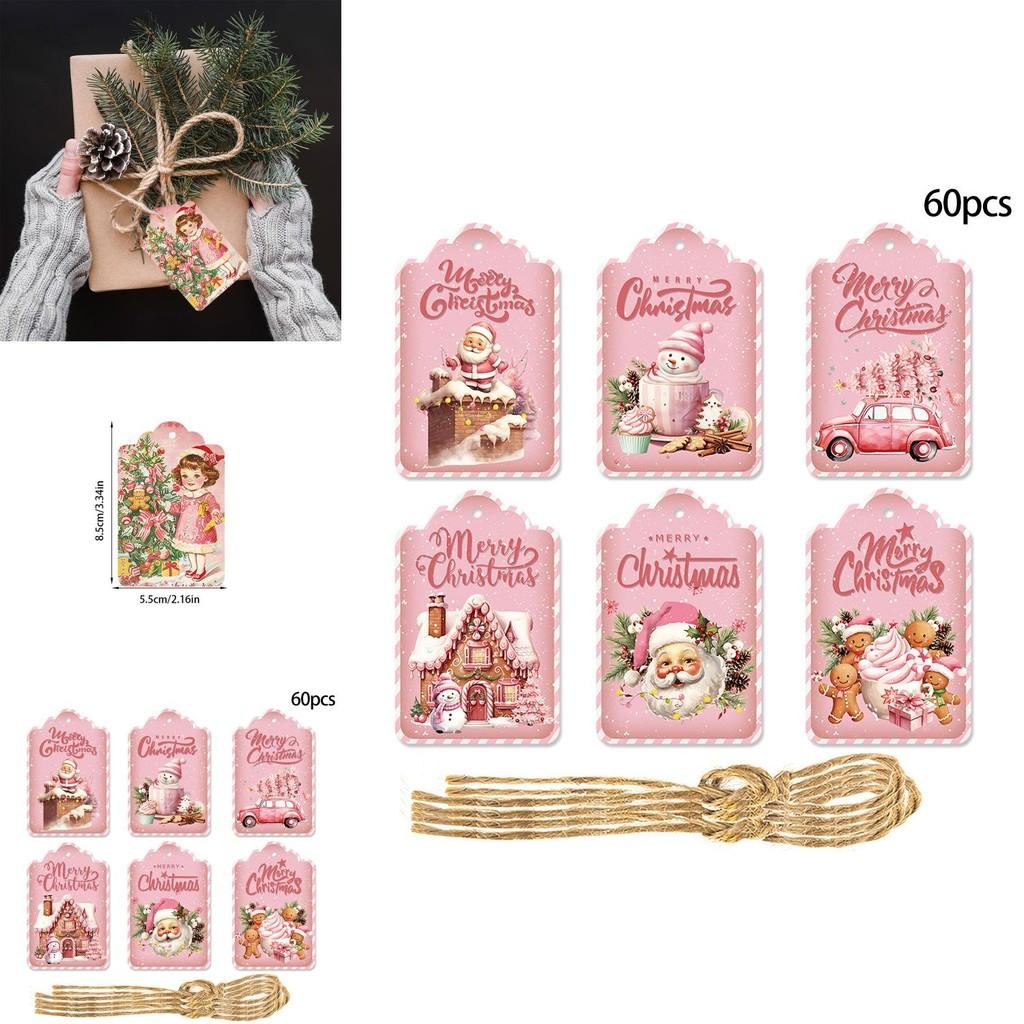Christmas Vintage Paper Gift Tag Set With 60pcs For Holiday Party Decor
