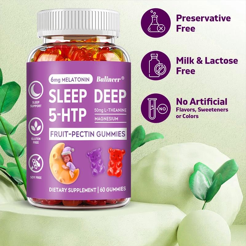 Balincer Sleep Deep Gummies, 5-HTP, Melatonin, L-Theanine, Magnesium, 60 Gummies