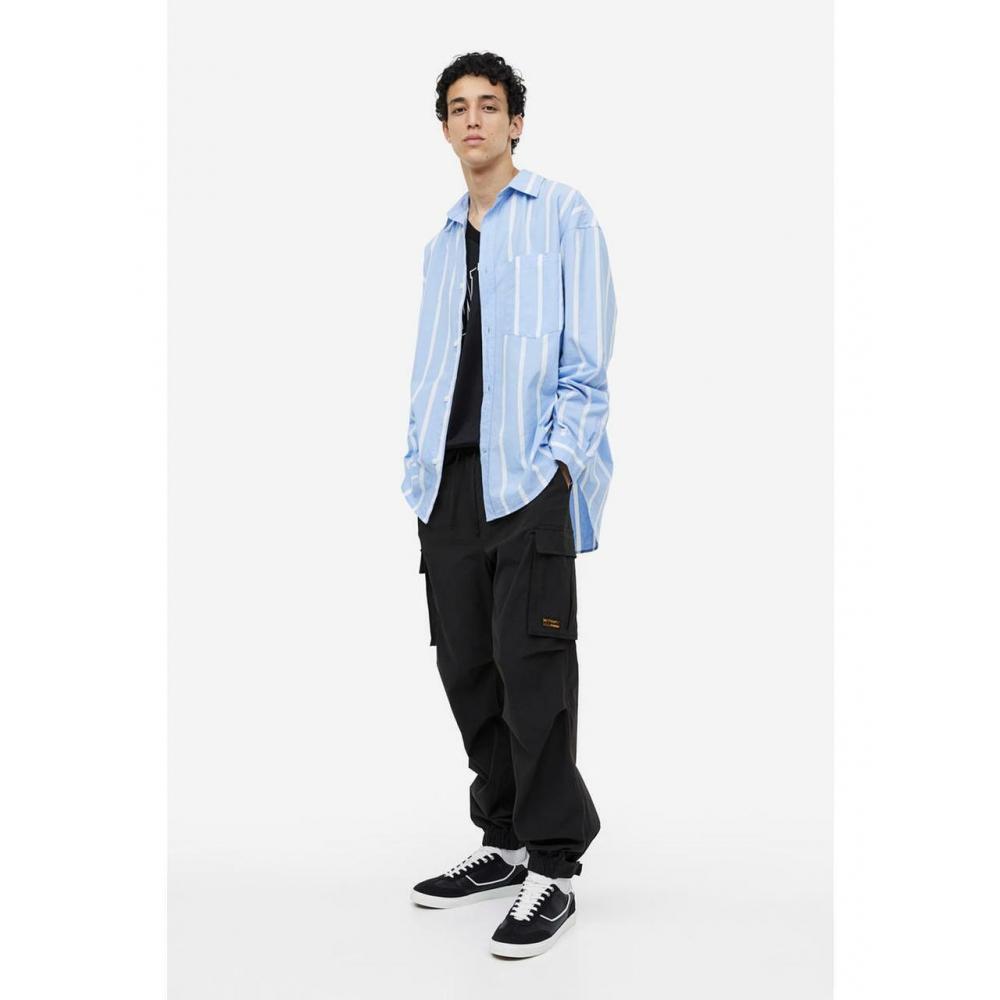 

H&M свободный крой из нейлона, брюки-карго, черные 1168883001