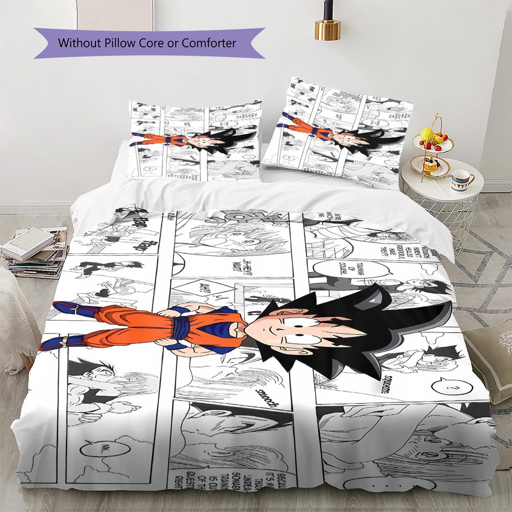 Biancheria da letto con motivo Son Goku, Set piumone Copripiumone Federa Regalo di compleanno per la casa (1 * copripiumino + 2 * federa, senza nucleo)