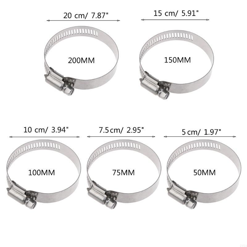 Diameter 50/75/100/150/200mm Stainless Steel Drive Hose Clamps Adjustable Gear Worm Fuel Tube Water Pipe Fixed Clip Spring