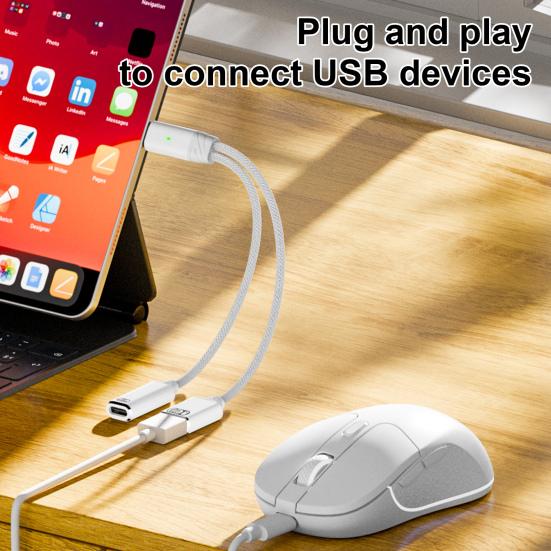 Kabel Adapter USB-C OTG do Ładowania i Danych 2-w-1 100W PD Typ C na USB 2 Konwerter Szybkie Ładowanie