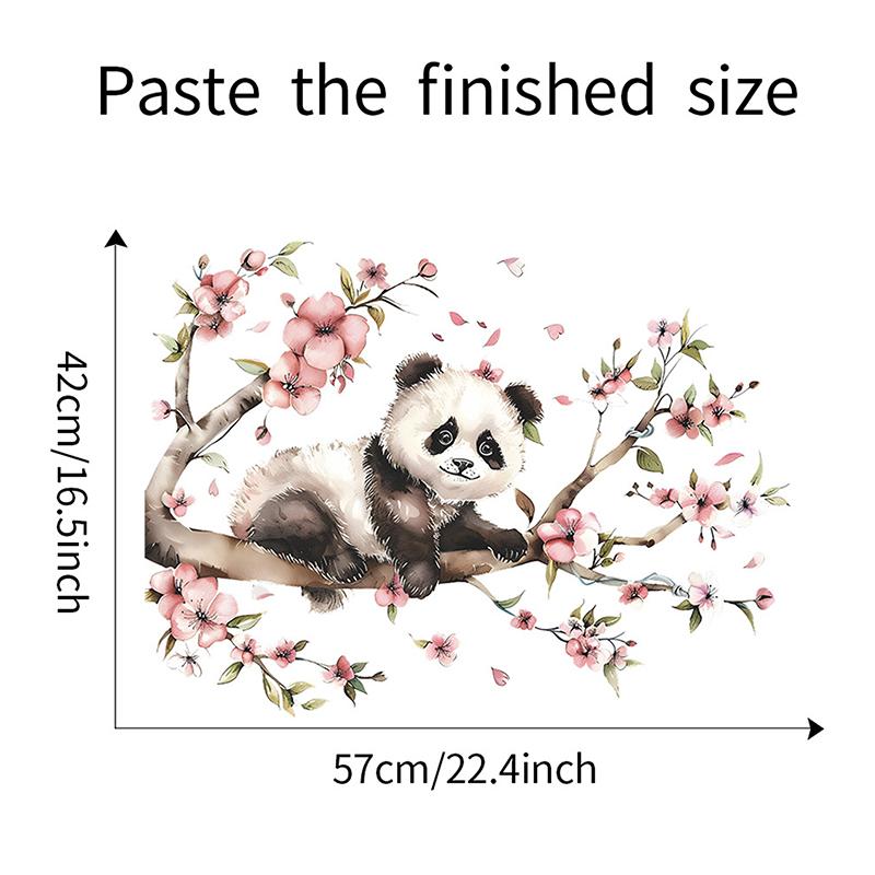 

Мультяшная панда ветка цветок наклейка на стену гостиная фон украшение детская спальня домашний декор самоклеящаяся наклейка чёрный