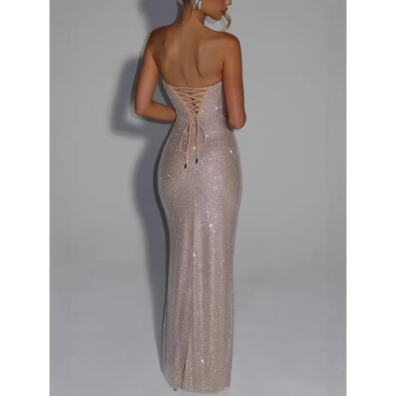 Women's Celebrity Slim-Fit Sleeveless Sequin Long Evening Dress Dress