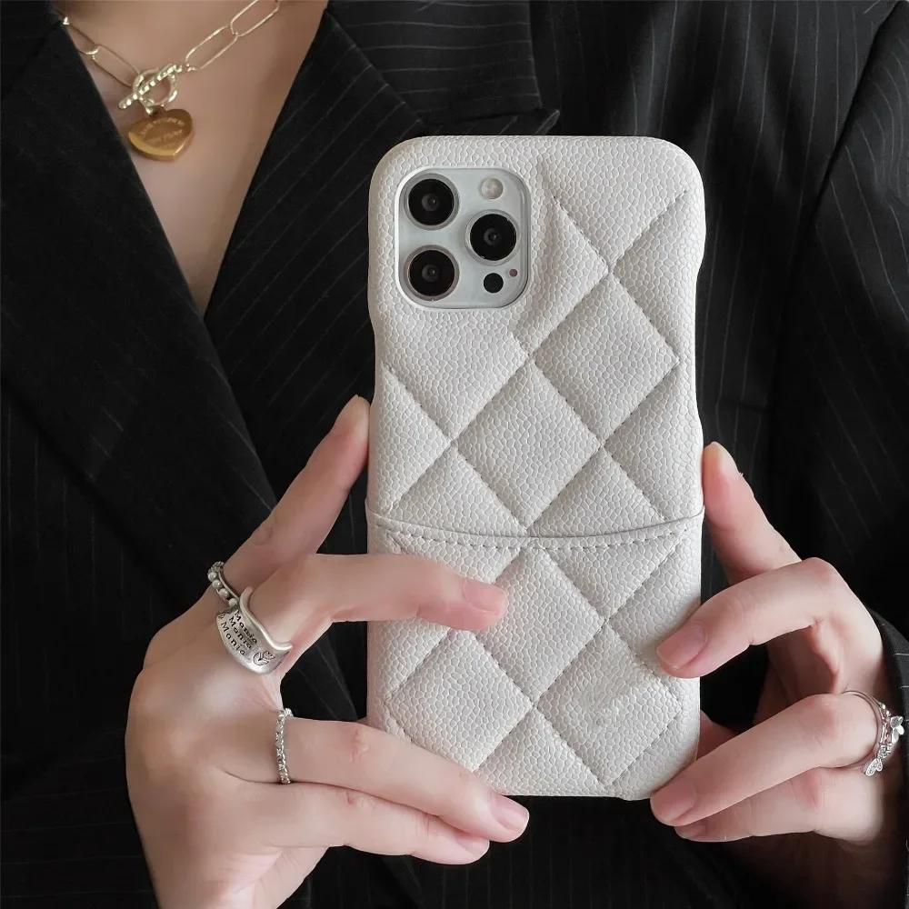 Luksusowe etui ze sztucznej skóry z wzorem kratki dla iPhone 15 14 13 12 Pro Max Plus Slot na kartę kredytową Portfel Etui na telefon