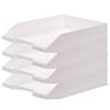 Letter Tray, A4, 4 Tiers, Document Desk Tray, White, ABS Plastic, Holds 500 Sheets, 30-Day