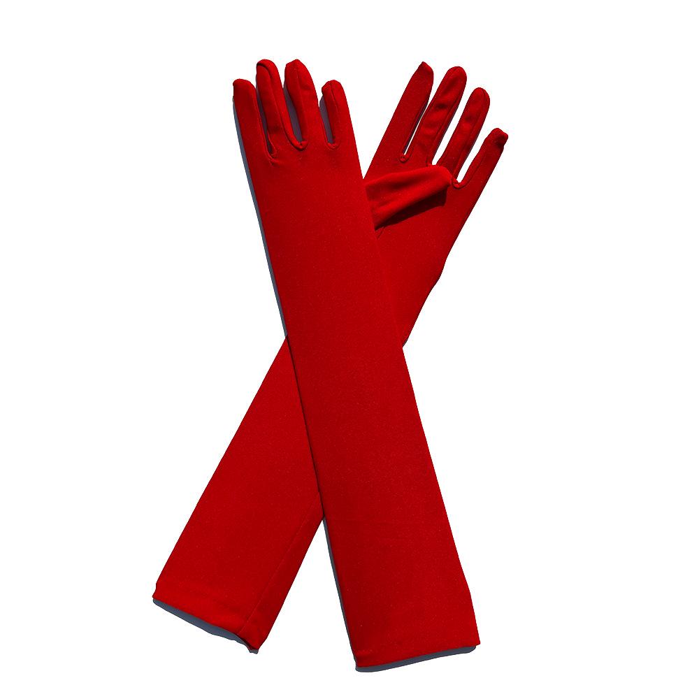 

45см Эластичные перчатки из молочного шелка для праздничных вечеринок и танцевальных выступлений Bright Red