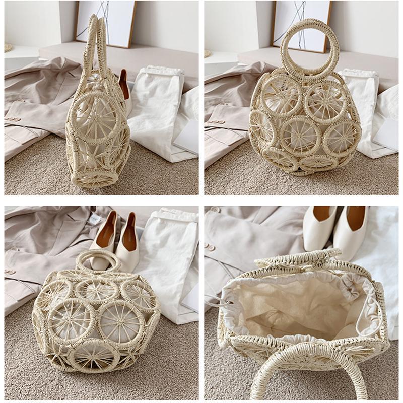 Seaside Holiday Bag Hollow Straw Large Capacity Beach Crossbody Bag Summer Hand Weaving Shoulder Bag