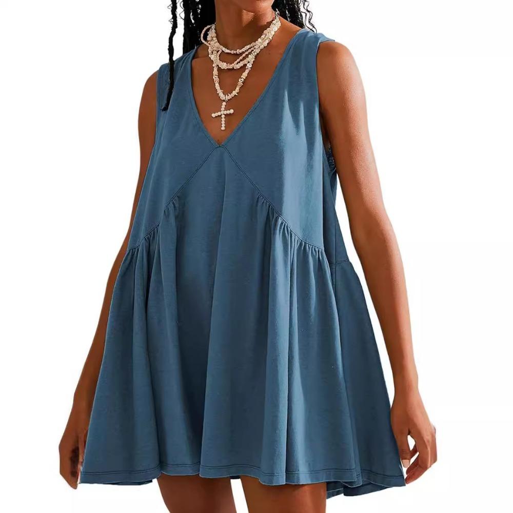 Casual Sports V-neck Loose Vest Dress