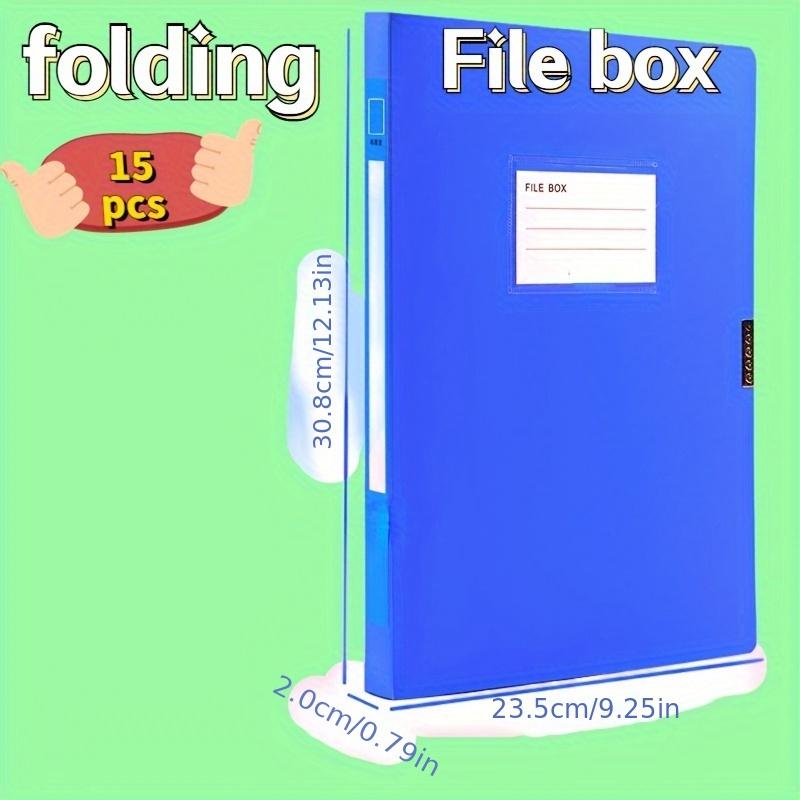 15pcs Blue Large-Capacity File Storage Boxes, Foldable Design, Thickened Document Boxes for Receipts And Office Supplies