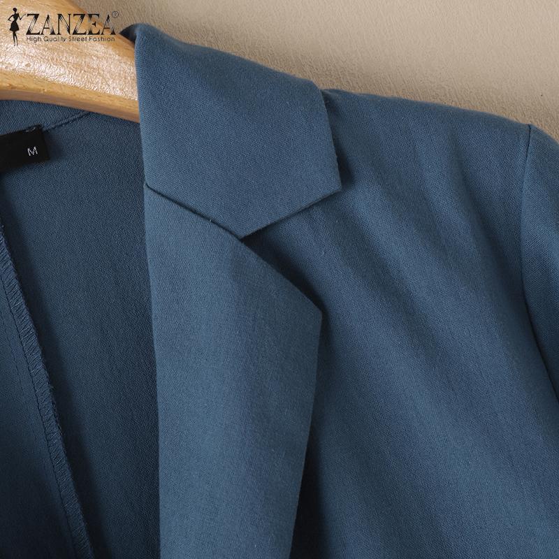 ZANZEA Women Casual V-Neck Solid Color Loose 3/4 Sleeve Blouse