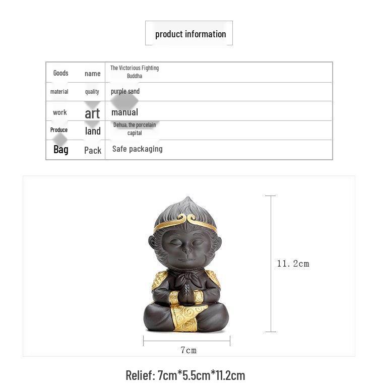 Zisha Ceramic Sun Wukong Tea Pet - Great Sage Monkey With Tea Set, Home Decoration, Auspicious Clouds, Attracting Wealth.