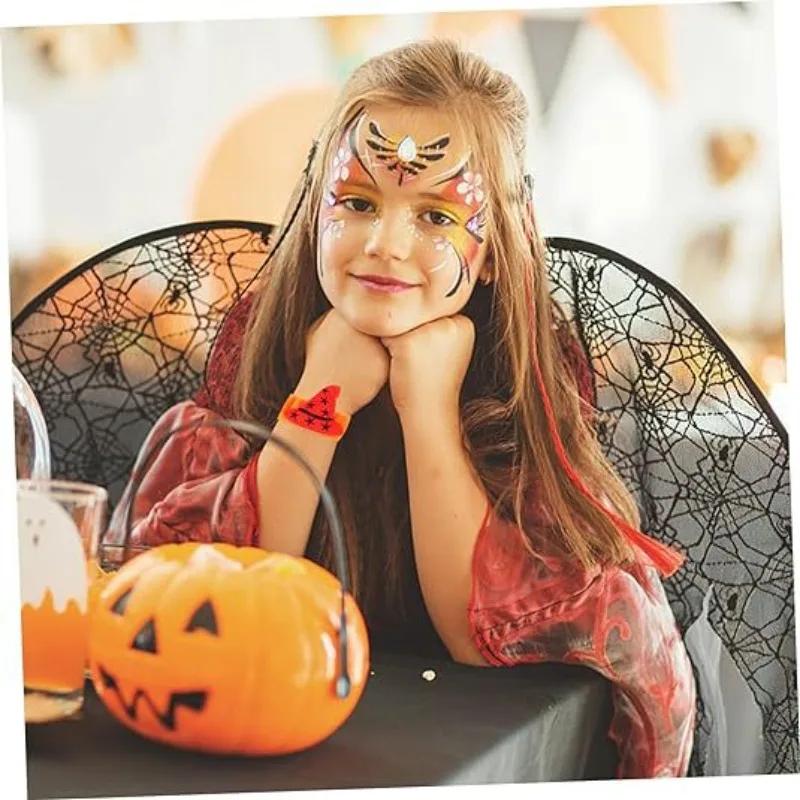 1Pc Halloween Bracelet Pat Circle Stylish Cute Halloween Kids Gift Pumpkin Spider Witch Hat Ghost Decorative Bracelet Ghost Gift