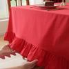 Solid Color Ruffled Tablecloth Cotton Blend Rustic Tablecloth Rectangular Square Table Cover for Farmhouse Home