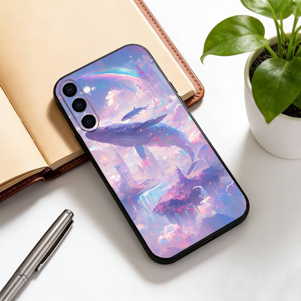 Deep Sea, Starry Sky, Blue Whale. Phone Case For Samsung Galaxy A73,A72,A71,A70,A53,A52,A51,Others Soft Black Cover