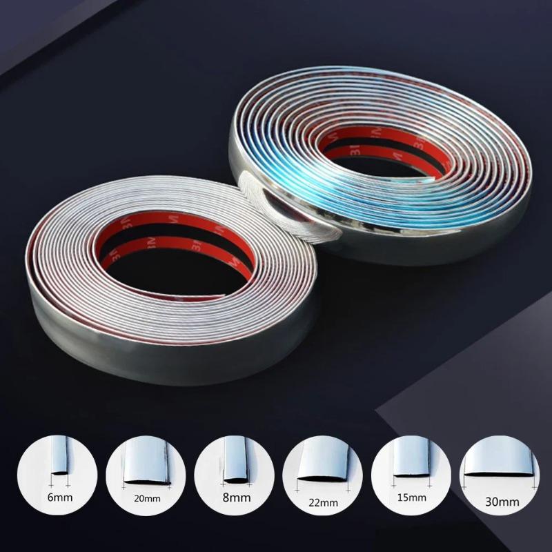 Car Chrome Body Strip, Bumper & Door Protective Moulding, 10mm/20mm Auto Styling Trim Sticker Exterior Decoration