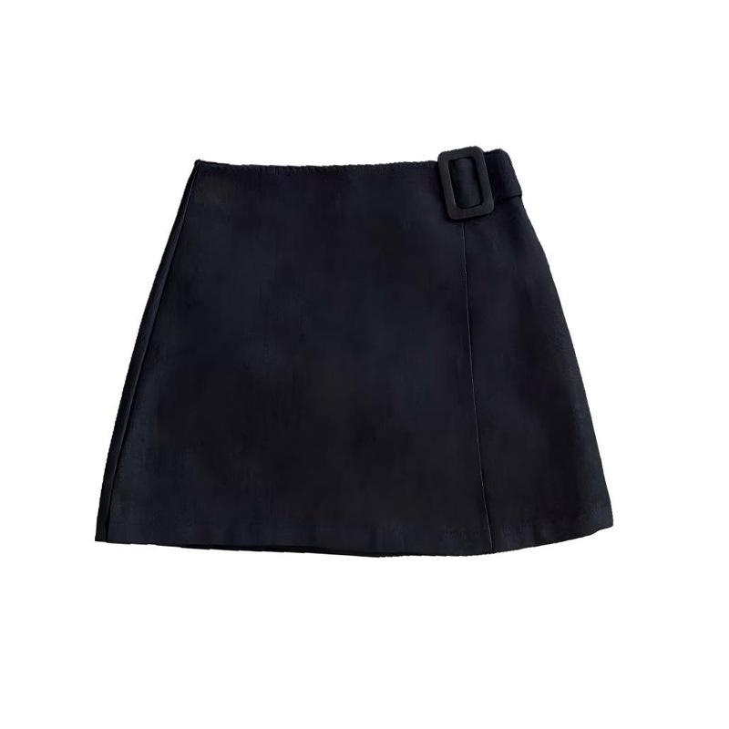 

2026 Korean Style A-line High Waist Irregular Slimming Short Skirt XL (115-125 cm) чёрный