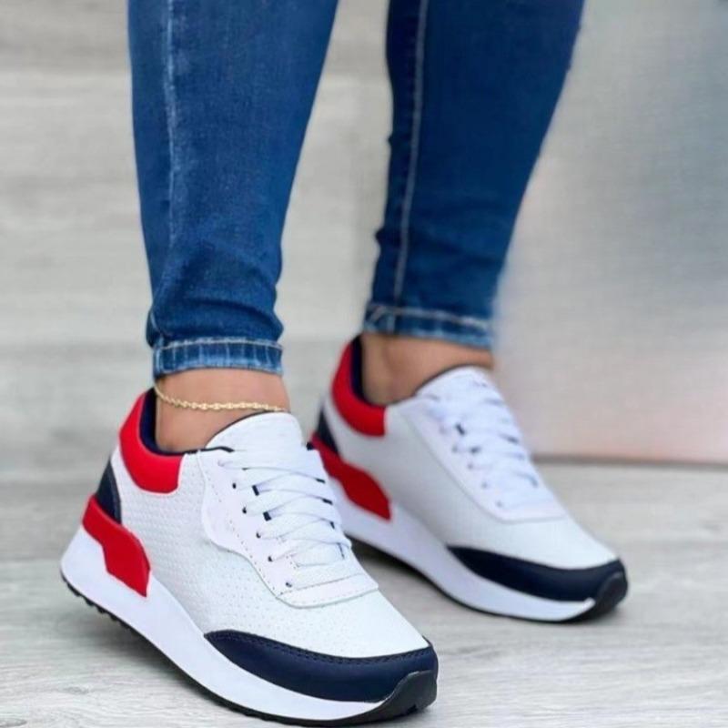 Fashion 2024 Women's Sports Shoes Thick Sole  Leather Stitching Casual Sports Shoes Women's Outdoor Running Vulcanized Shoes