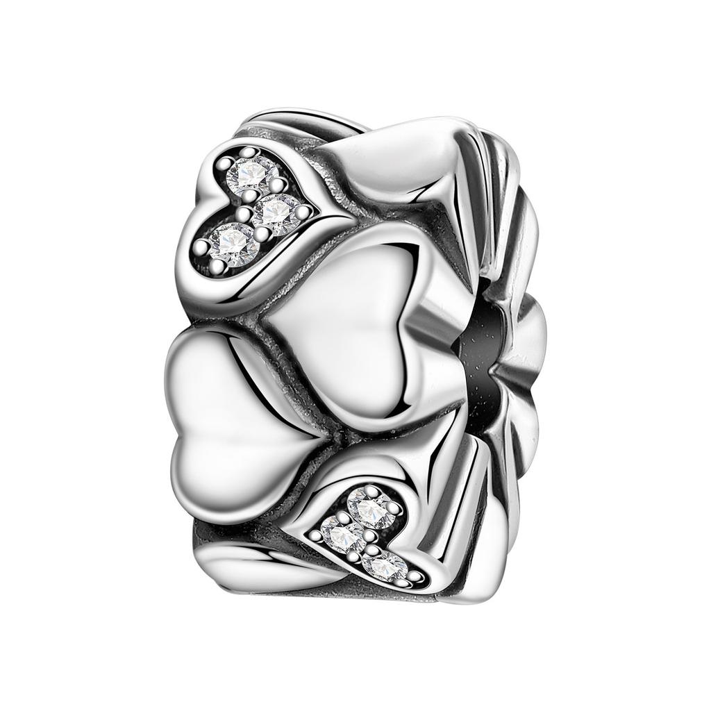 Forever Love Heart Color Zircon Bead Clasp Charms DIY Jewelry Making Accessories