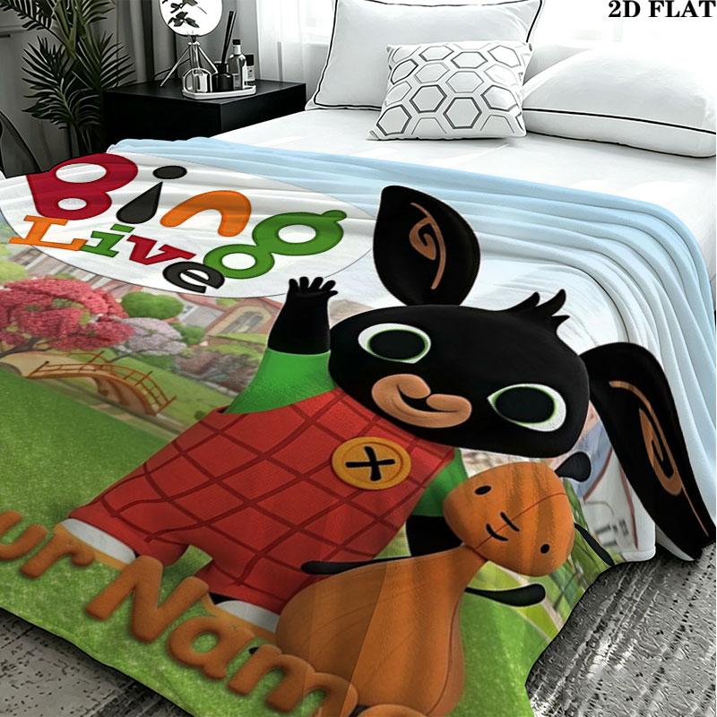 1PC Bing Custom Name Patterned Flannel Blanket Suitable For All Seasons for Home Decor Warmth and Comfort Gifts Holiday Present