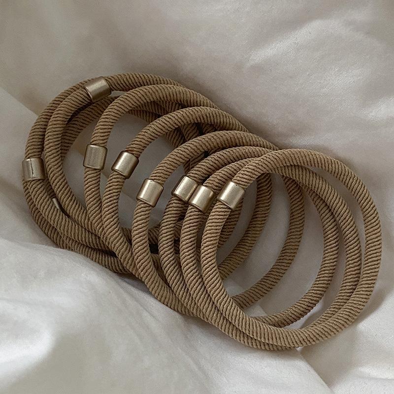 

10 шт./набор Резинки для волос Базовый золотой цвет Пуговица Высокая эластичность Эластичная резинка для волос Держатель для хвостика Резинка Женские аксессуары для волос