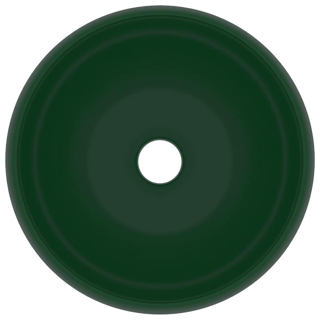 Luxury Round Washbasin Matte Dark Green 40 X 15 Cm Ceramic