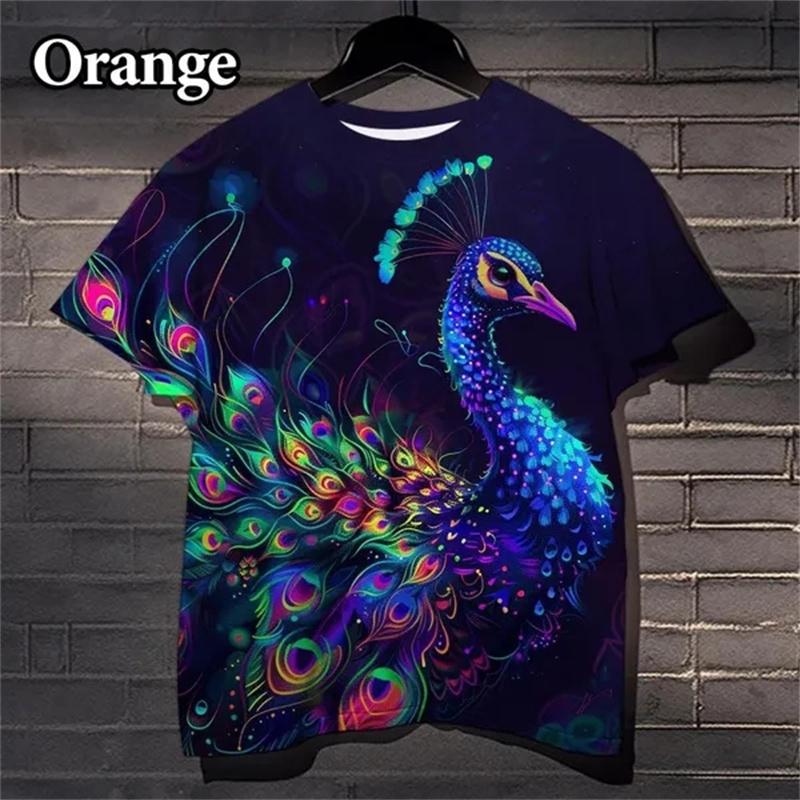 3D Printed Beautiful Peacock T-Shirt For Men Cool Feather Pattern Tees Casual Personality Women Top O-Neck Short Sleeve T Shirts