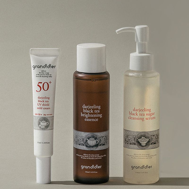 Dazzling Black Tea 3-piece set (cleansing + essence + sunscreen)