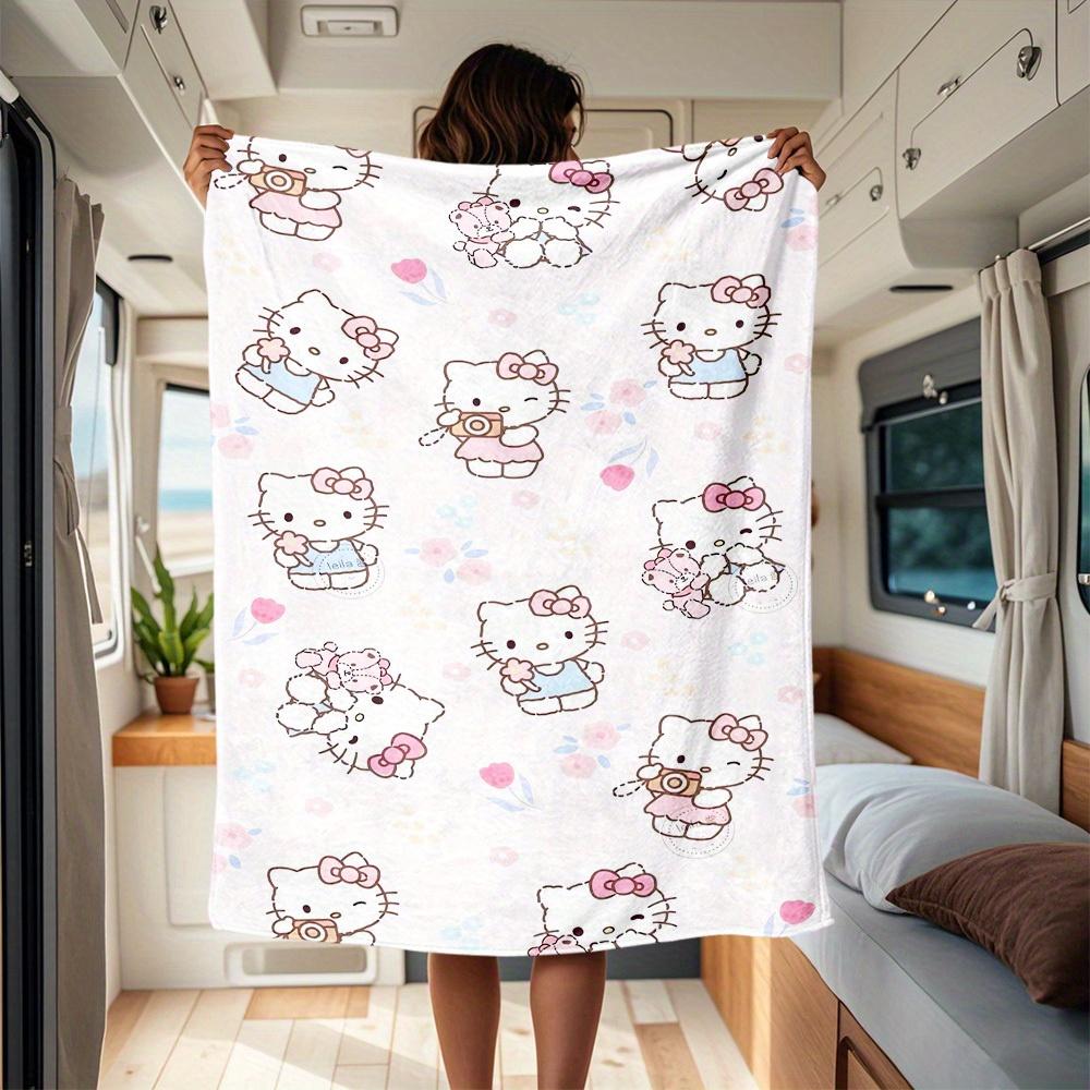 

1pc Cute, Kitty, Flowers RV Blanket, Digital Printed Flannel Blanket, Multi-Purpose Four Seasons Hypoallergenic Quilt for Sofa, Bed, Office, 130x150cm