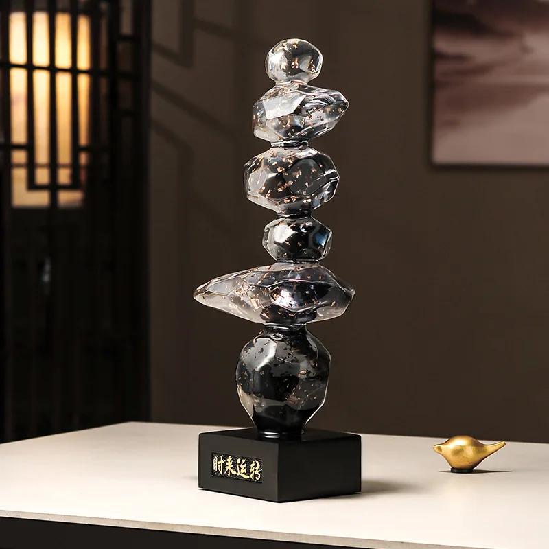 

Resin Sculpture Model Ornaments, Home Decor, Luck, Feng Shui, Stacked Stone Carvings, Living Room and Office Desk Decorations
