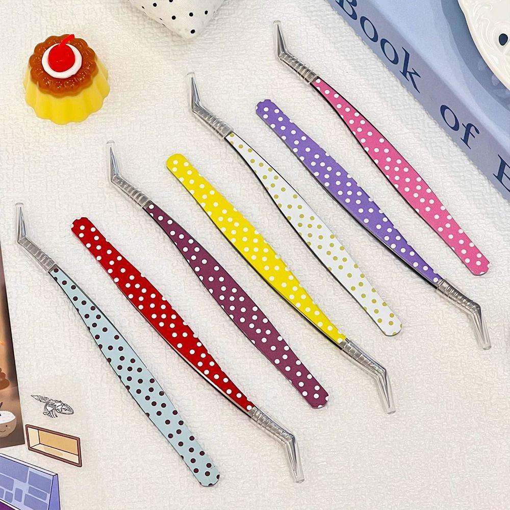 Stainless Steel Curved Stickers Tweezers Anti-static Lashes Extension Tweezer Extensions Grafting