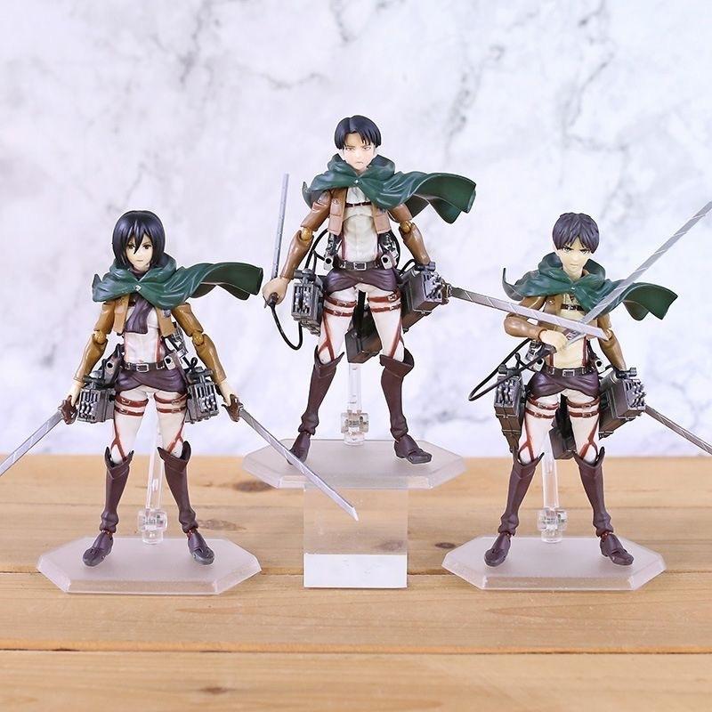 New In Stock Attack on Titan Figma Handheld Mobile Doll Liwei Allen Captain Mikasa Collectable Action Figure Toy Gift Premium Quality