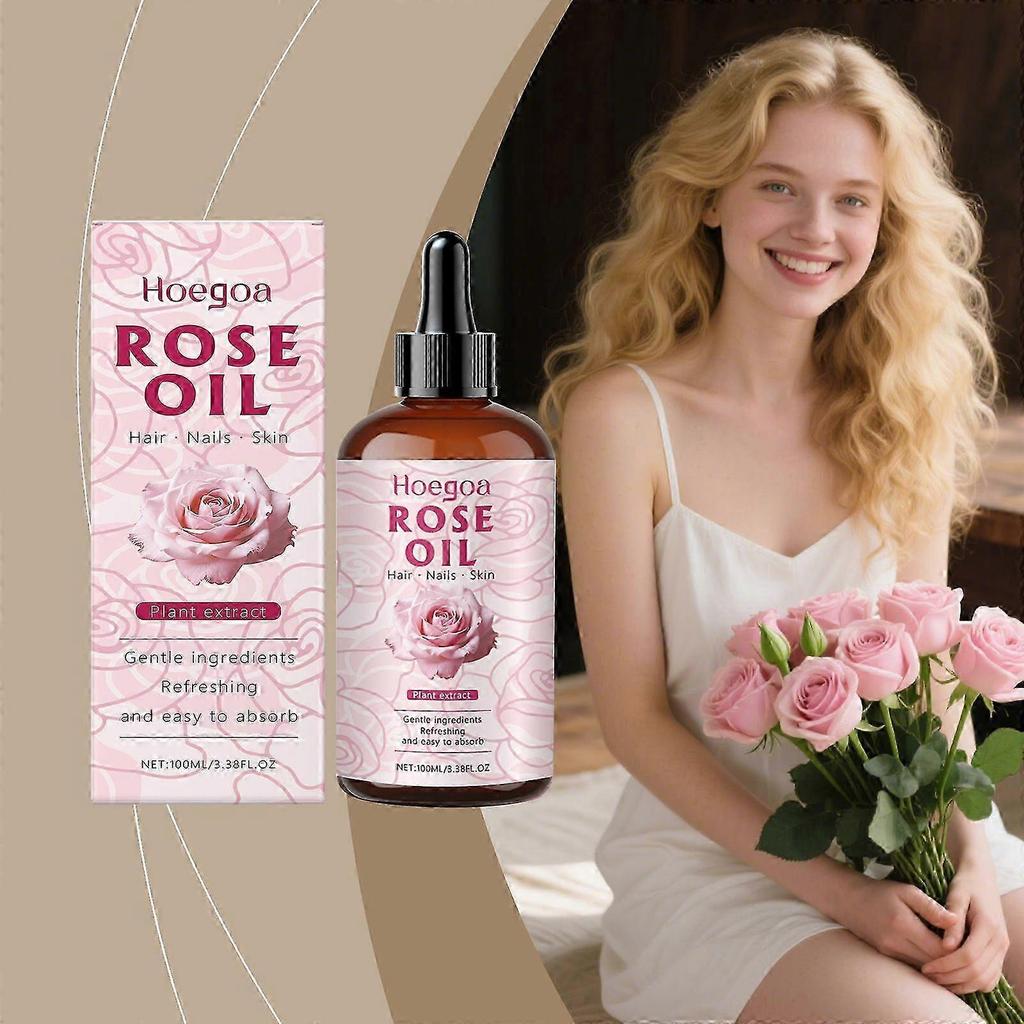 2025 Rose Oil for Face & Body - Organic Cold-Pressed Rose Oil for Skin, Hair & Nails | Vegan & Cruelty-Free Moisturizing Oil for Daily Use