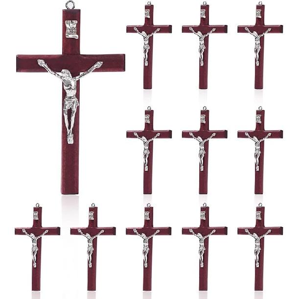 SHAOQINLIN 24 Pieces Crucifix Wall Cross, 4.7 Inch Wooden Wall Hanging Cross Wall Decor Home Decor