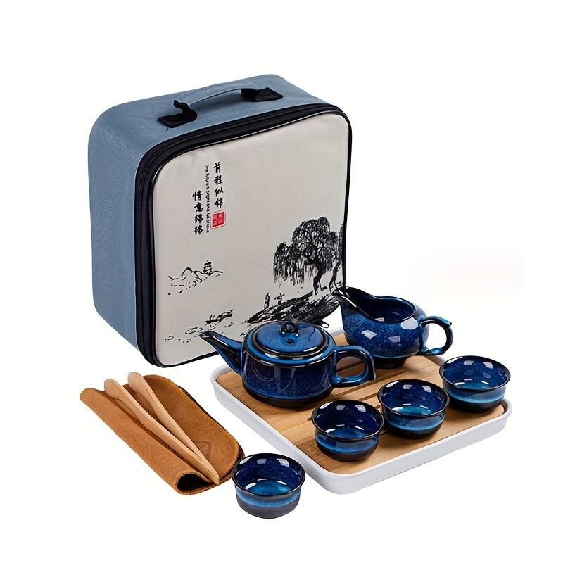 1 Set Servizio da Tè da Viaggio in Ceramica Include una Teiera e Tre Tazze Servizio da Tè Portatile per Campeggio All'aperto per Casa Ristorante Hotel Ufficio Accessori da Tè Affari
