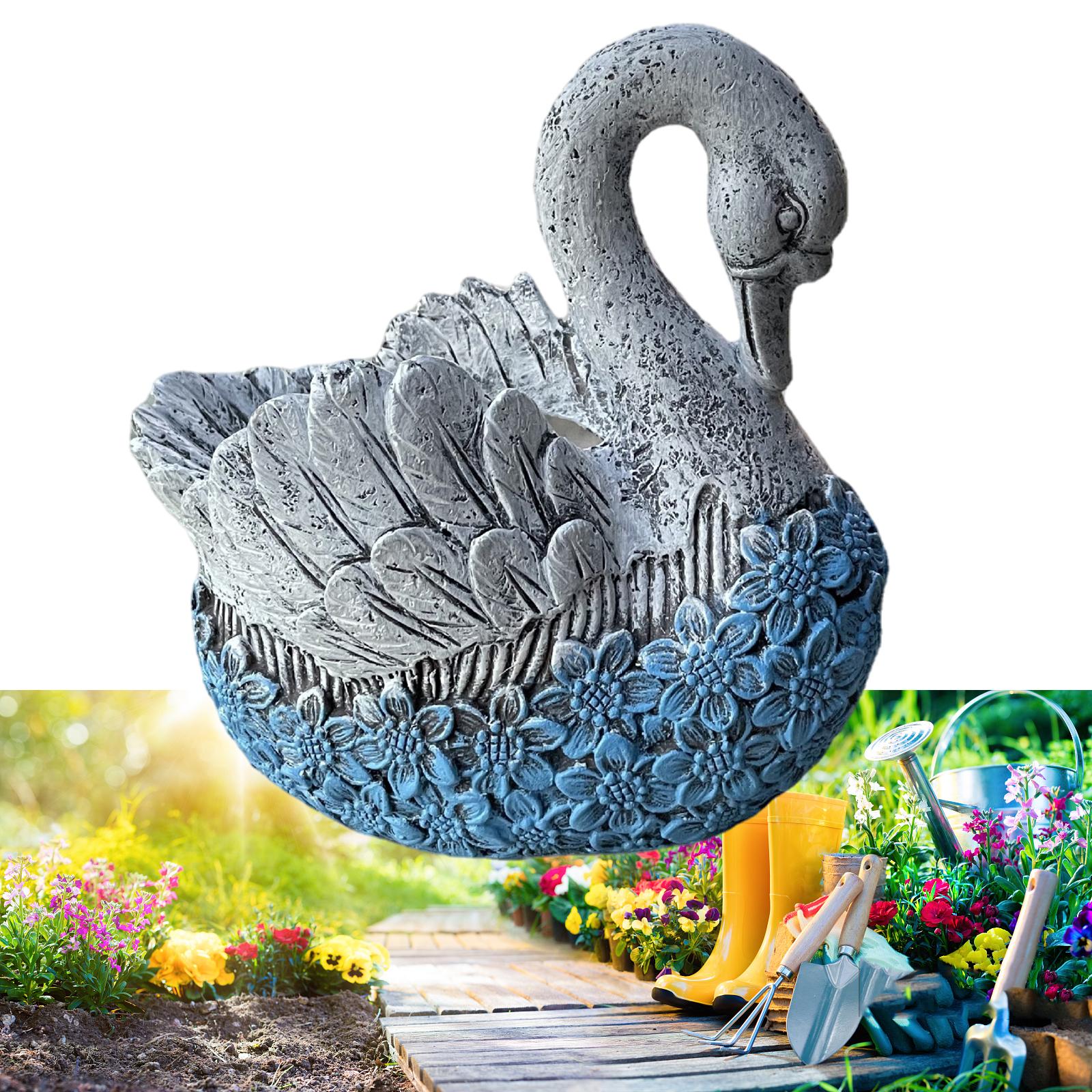 Retro Swan Shaped Flower Pot Resin Garden Planter Novelty Plant Vase Outdoor Decorative Large Pots for Office Living Room синий