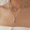 Nephrite Bunny heart cubic necklace (pink)