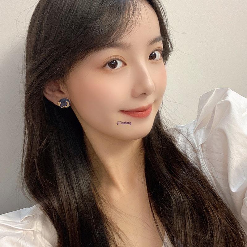 Französische Retro Asymmetrische Geometrische Ohrringe Sonne und Mond